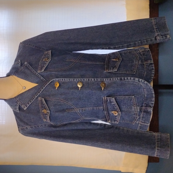 French Cuff Jackets & Blazers - French Cuff Denim Jean Jacket Size Medium